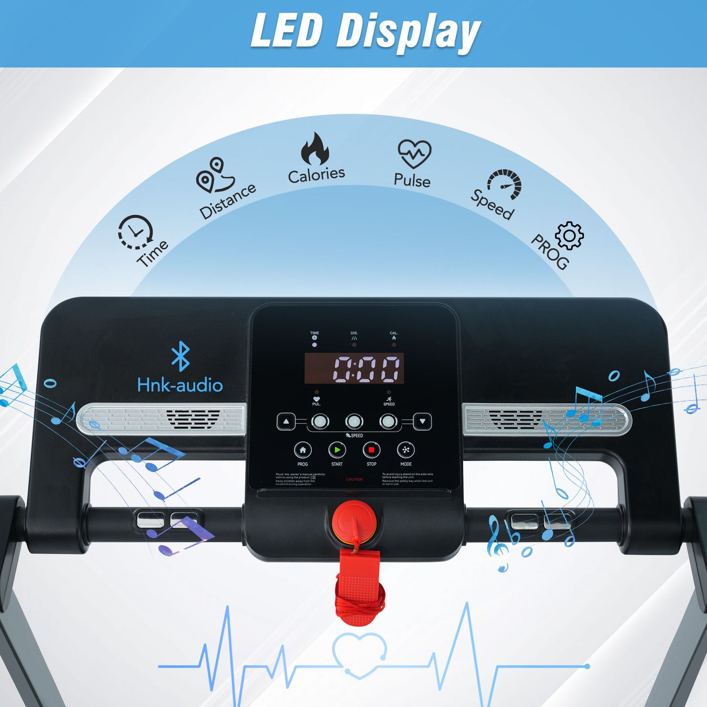 Folding Treadmill with Incline Bluetooth Speaker