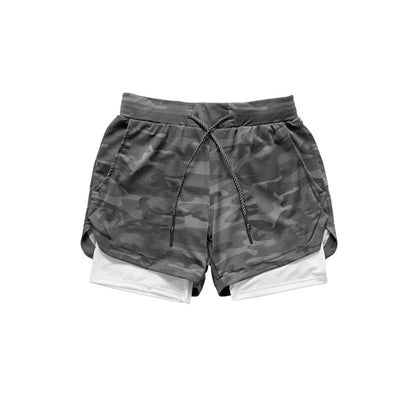 Camo Running Shorts Men 2 In 1 Double-deck Quick Dry GYM Sport Shorts