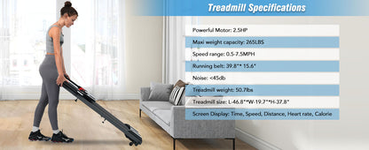 Folding Treadmill with Incline Bluetooth Speaker