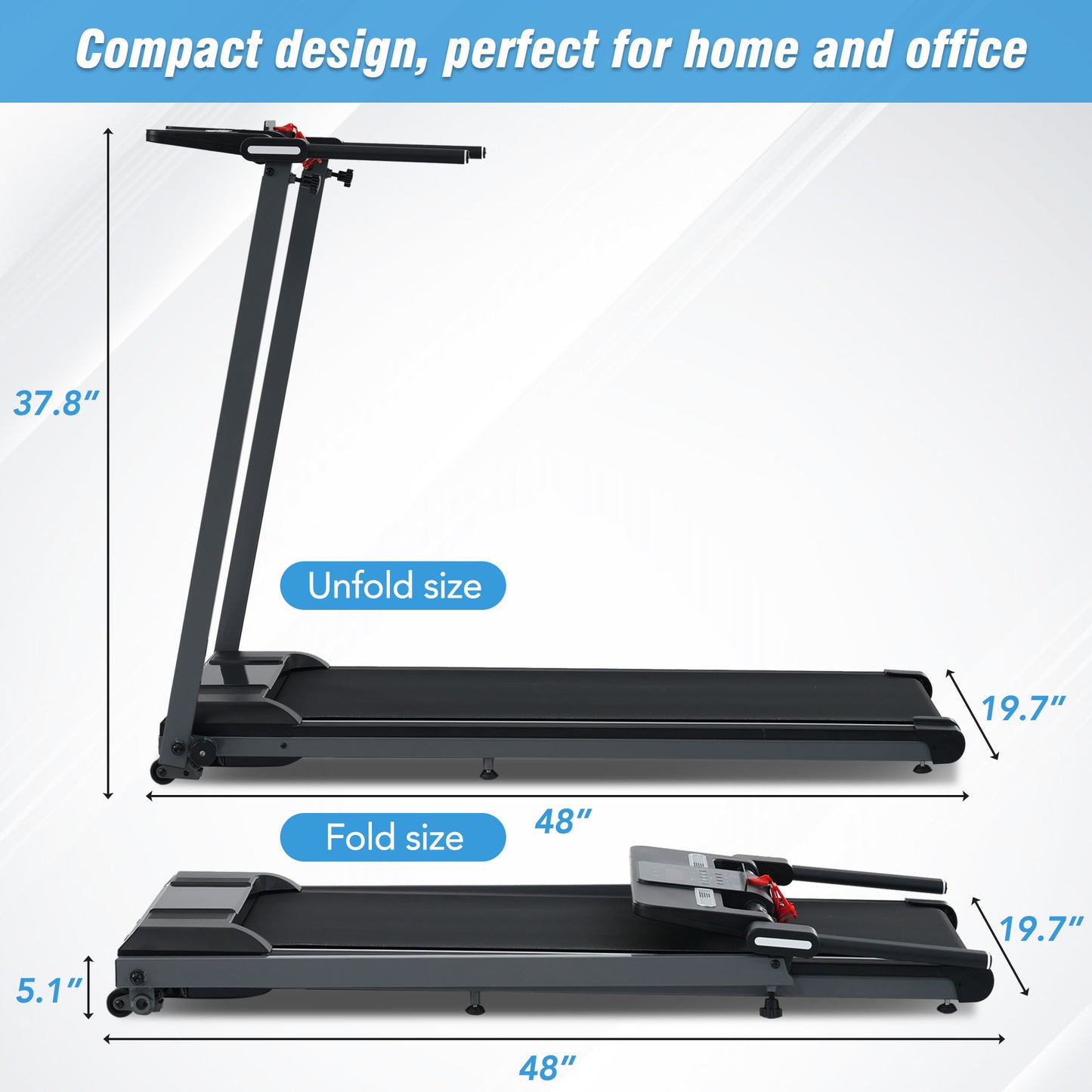 Folding Treadmill with Incline Bluetooth Speaker
