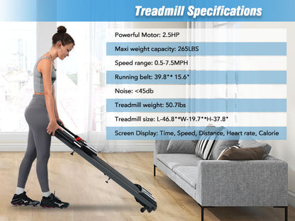 Folding Treadmill with Incline Bluetooth Speaker