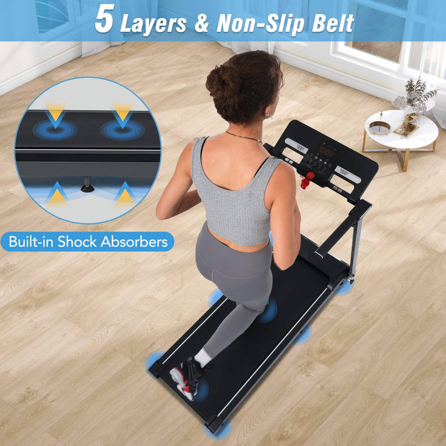 Folding Treadmill with Incline Bluetooth Speaker